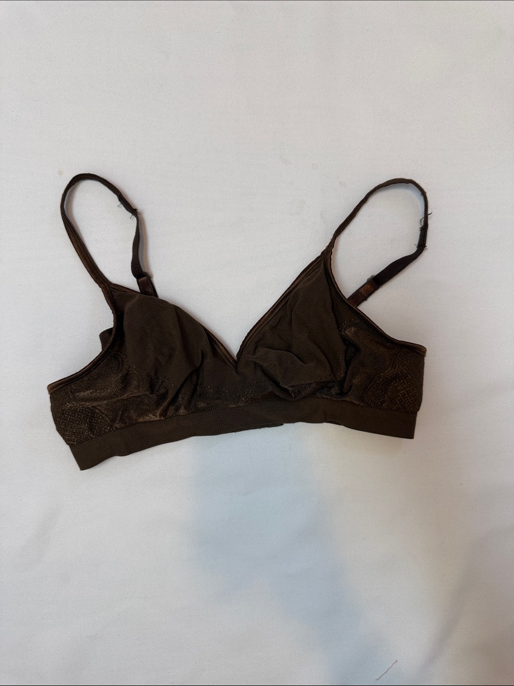Wireless Soft-Cup Brown Bralette with Adjustable Straps
